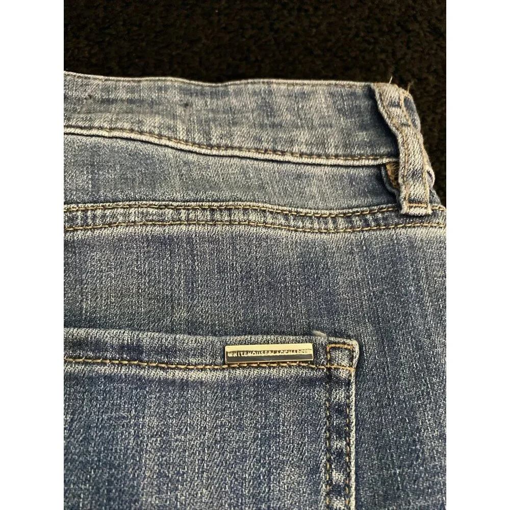 WHBM White House Jeans Womens 10 Blue Girlfriend Distressed Frayed Hem Stretch - Picture 4 of 5